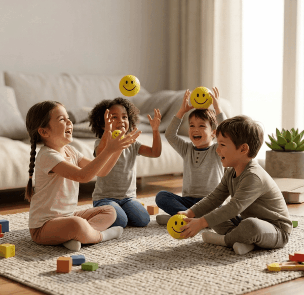 Yellow Emoji Smiley Face Soft Squeeze Stress Relief Toy Ball