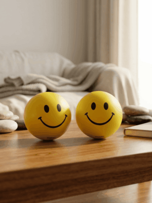 Yellow Emoji Smiley Face Soft Squeeze Stress Relief Toy Ball