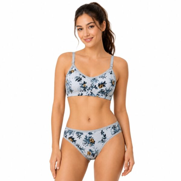 Inny Vinny light blue floral bra and panty set for women