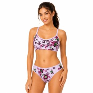 Inny Vinny lavender floral bra and panty set for women