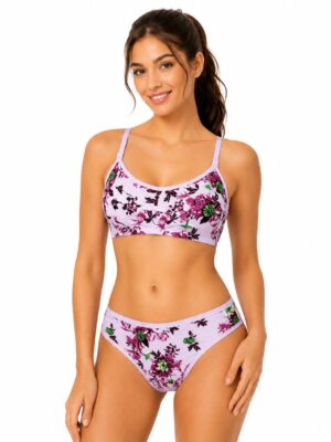 Inny Vinny lavender floral bra and panty set for women