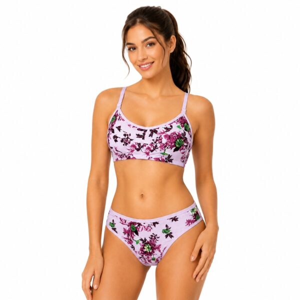 Inny Vinny lavender floral bra and panty set for women